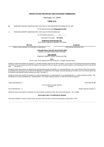 Thumbnail HomeTrust Bancshares
 10-Q Quarterly Report FY2015 