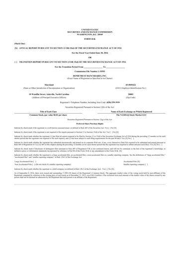 Miniature HomeTrust Bancshares
 10-K Rapport annuel 2016