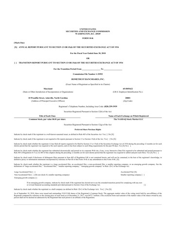 Miniature HomeTrust Bancshares
 10-K Rapport annuel 2018