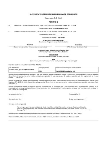 Thumbnail HomeTrust Bancshares
 10-Q Quarterly Report FY2020 