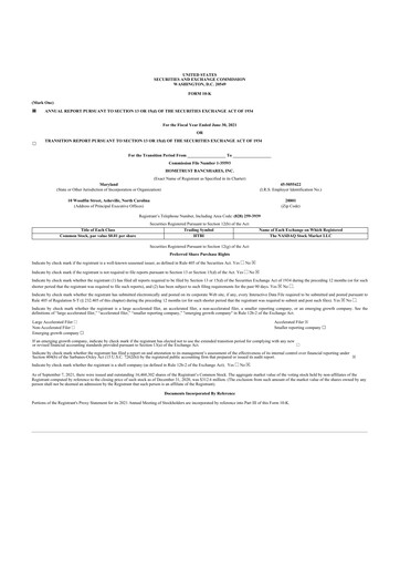 Miniature HomeTrust Bancshares
 10-K Rapport annuel 2021