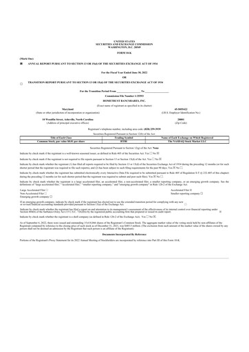 Miniature HomeTrust Bancshares
 10-K Rapport annuel 2022