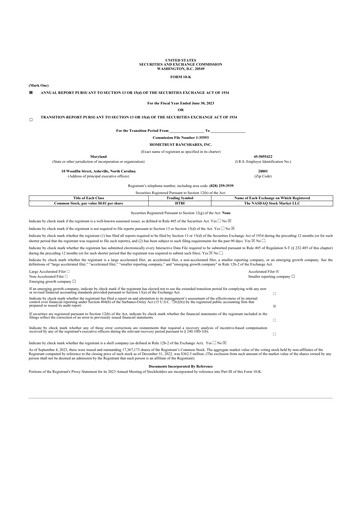Miniature HomeTrust Bancshares
 10-K Rapport annuel 2023