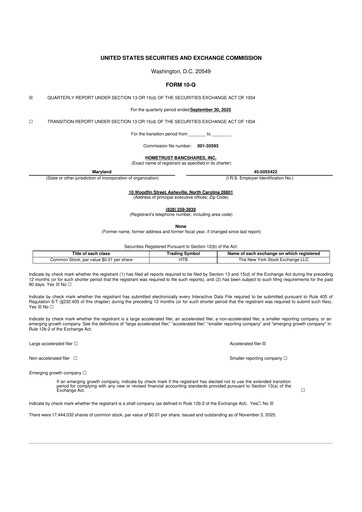 Thumbnail HomeTrust Bancshares
 10-Q Quarterly Report FY2025 