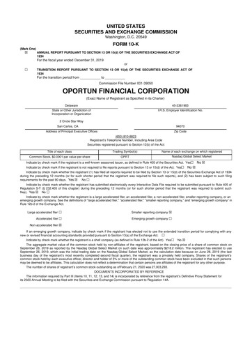 Thumbnail Oportun Financial 10-K Annual Report 2019