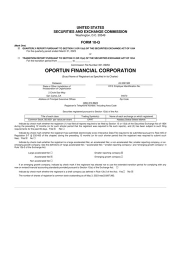Thumbnail Oportun Financial 10-Q Quarterly Report FY2023 