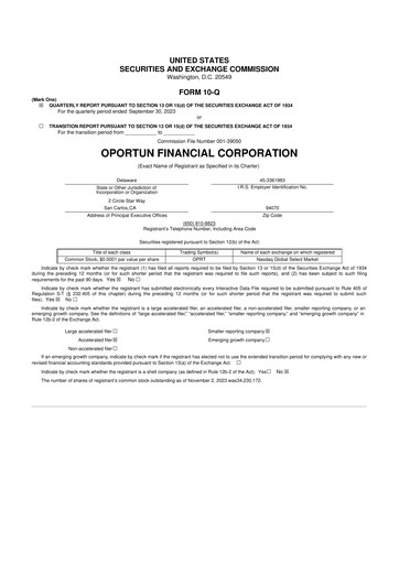 Thumbnail Oportun Financial 10-Q Quarterly Report FY2023 