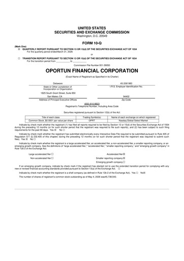 Thumbnail Oportun Financial 10-Q Quarterly Report FY 