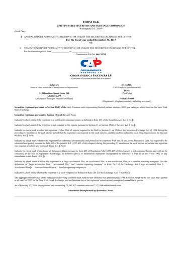 Thumbnail CrossAmerica Partners 10-K Annual Report 2015