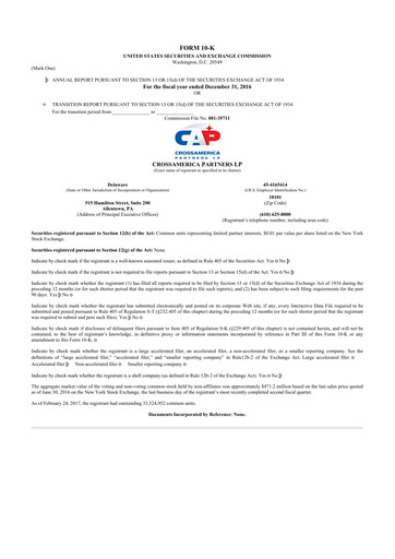 Thumbnail CrossAmerica Partners 10-K Annual Report 2016