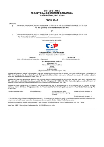 Thumbnail CrossAmerica Partners 10-Q Quarterly Report FY2017 