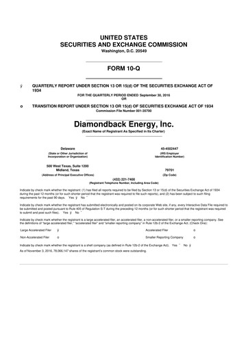 Thumbnail Diamondback Energy
 10-Q Quarterly Report FY2016 
