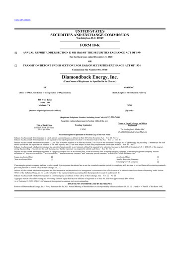 Thumbnail Diamondback Energy
 10-K Annual Report 2020