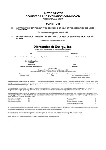 Miniature Diamondback Energy
 10-Q Rapport trimestriel 2023 