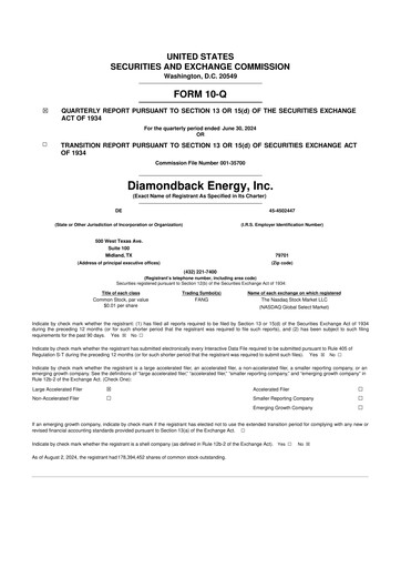 Thumbnail Diamondback Energy
 10-Q Quarterly Report FY2024 