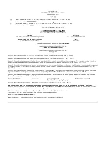 Thumbnail Sound Financial Bancorp 10-K Annual Report 2014