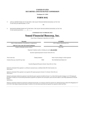 Thumbnail Sound Financial Bancorp 10-K Annual Report 2019