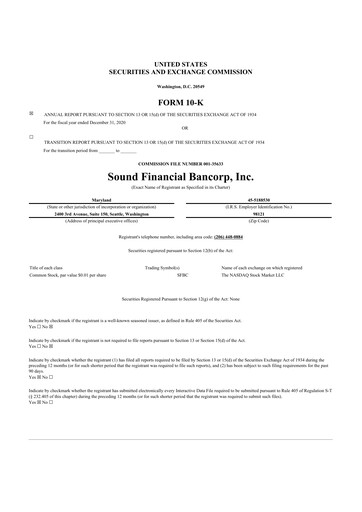 Thumbnail Sound Financial Bancorp 10-K Annual Report 2020