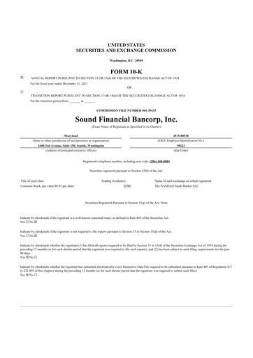 Thumbnail Sound Financial Bancorp 10-K Annual Report 2021