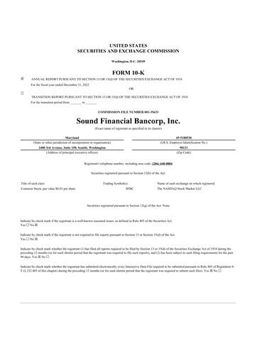Thumbnail Sound Financial Bancorp 10-K Annual Report 2023
