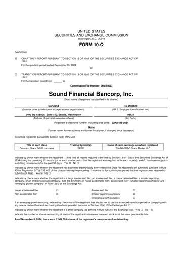 Thumbnail Sound Financial Bancorp 10-Q Quarterly Report FY2024 