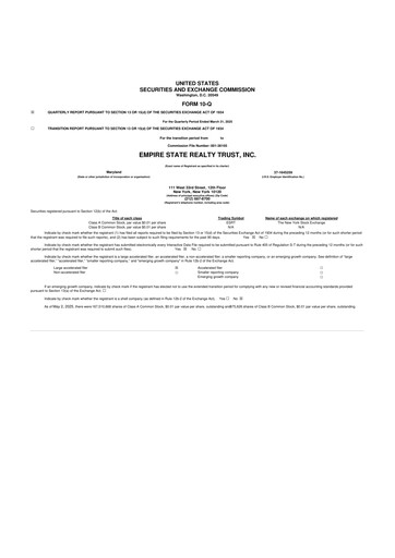 Thumbnail Empire State Realty Trust
 10-Q Quarterly Report FY2025 