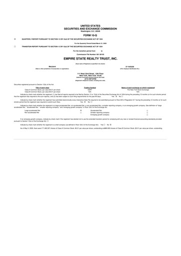 Thumbnail Empire State Realty Trust
 10-Q Quarterly Report FY 