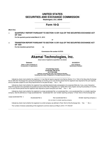Thumbnail Akamai
 10-Q Quarterly Report FY2013 