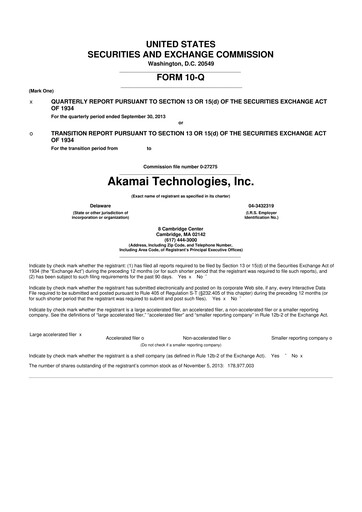Thumbnail Akamai
 10-Q Quarterly Report FY2013 