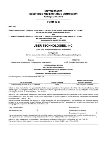 Thumbnail Uber 10-Q Quarterly Report FY2019 