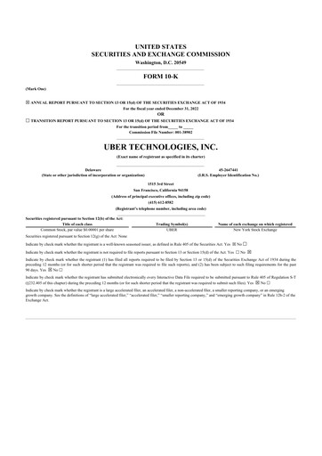 Thumbnail Uber 10-K Annual Report 2022