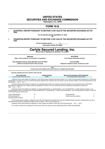Thumbnail Carlyle Secured Lending 10-Q Quarterly Report FY 