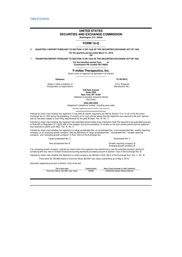 Thumbnail Y-mAbs Therapeutics
 10-Q Quarterly Report FY2019 