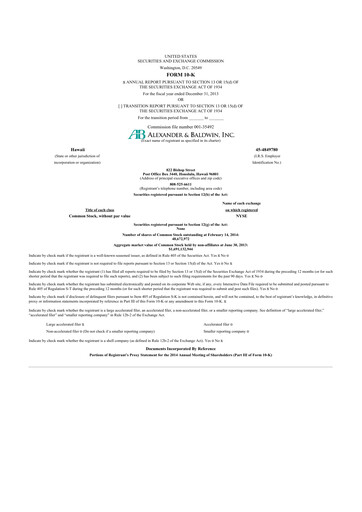 Thumbnail Alexander & Baldwin
 10-K Annual Report 2013