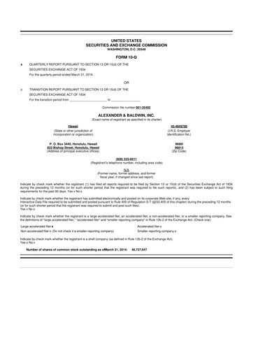 Vorschaubild Alexander & Baldwin
 10-Q Quartalsbericht 2014 