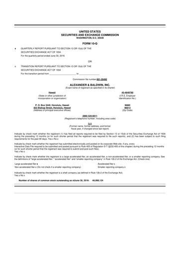 Vorschaubild Alexander & Baldwin
 10-Q Quartalsbericht 2016 