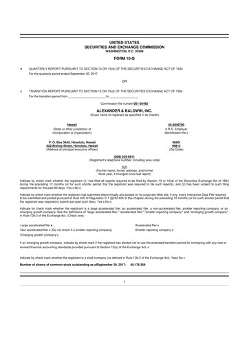 Vorschaubild Alexander & Baldwin
 10-Q Quartalsbericht 2017 