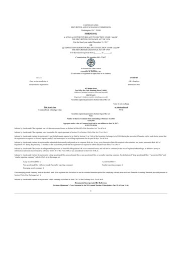 Thumbnail Alexander & Baldwin
 10-K Annual Report 2017