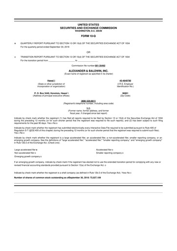 Vorschaubild Alexander & Baldwin
 10-Q Quartalsbericht 2018 