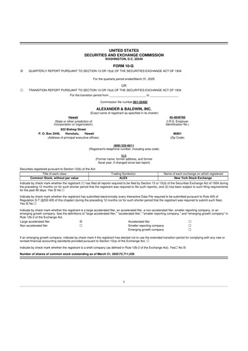 Vorschaubild Alexander & Baldwin
 10-Q Quartalsbericht 2025 