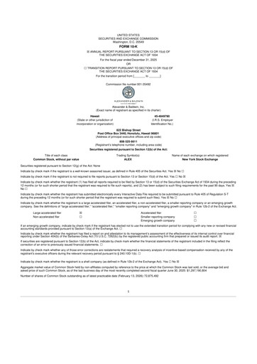 Vorschaubild Alexander & Baldwin
 10-K Jahresbericht 2025