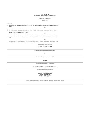 Miniature Brookfield Property Partners
 20-F Rapport annuel 2018