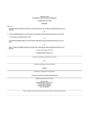 Miniature Brookfield Property Partners
 20-F Rapport annuel 2019