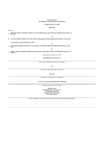 Miniature Brookfield Property Partners
 20-F Rapport annuel 2020