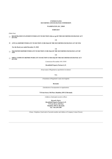 Miniature Brookfield Property Partners
 20-F Rapport annuel 2022