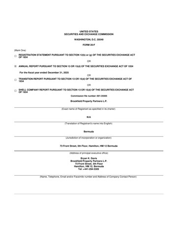 Miniature Brookfield Property Partners
 20-F Rapport annuel 2025