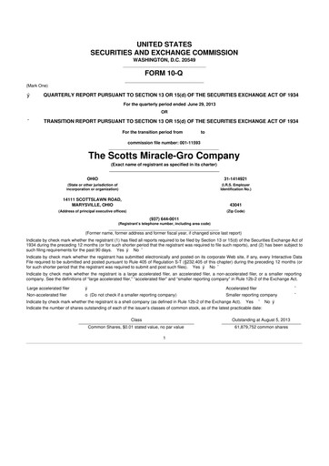 Thumbnail ScottsMiracle-Gro 10-Q Quarterly Report FY2013 