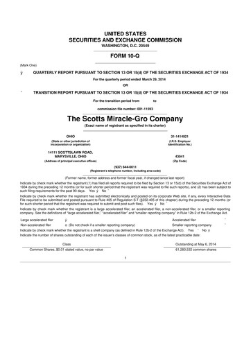Thumbnail ScottsMiracle-Gro 10-Q Quarterly Report FY2014 