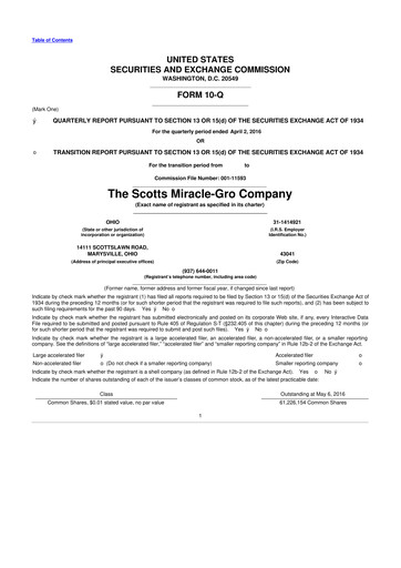 Thumbnail ScottsMiracle-Gro 10-Q Quarterly Report FY2016 
