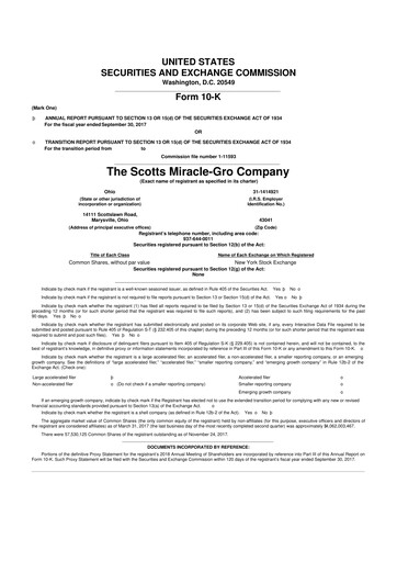 Miniature ScottsMiracle-Gro 10-K Rapport annuel 2017